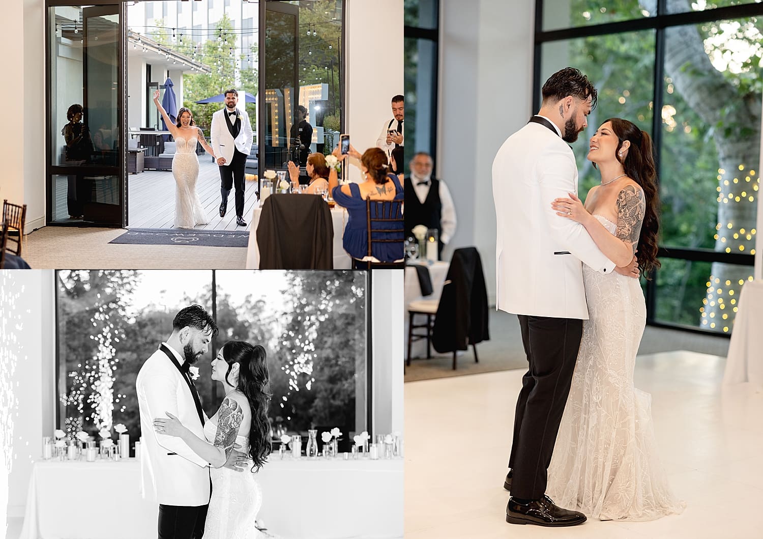 newlyweds make a grand entrance to their reception for Summer wedding in Irvine