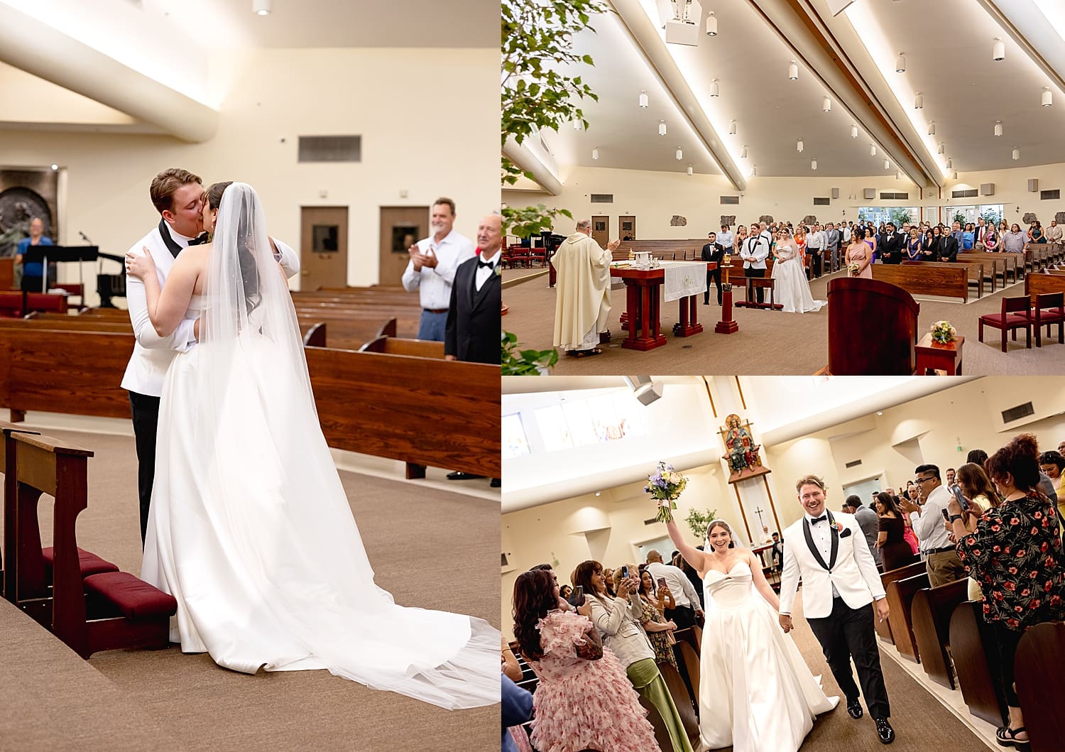 woman and man kiss at the alter during ceremony by Desiree Ashley Photography