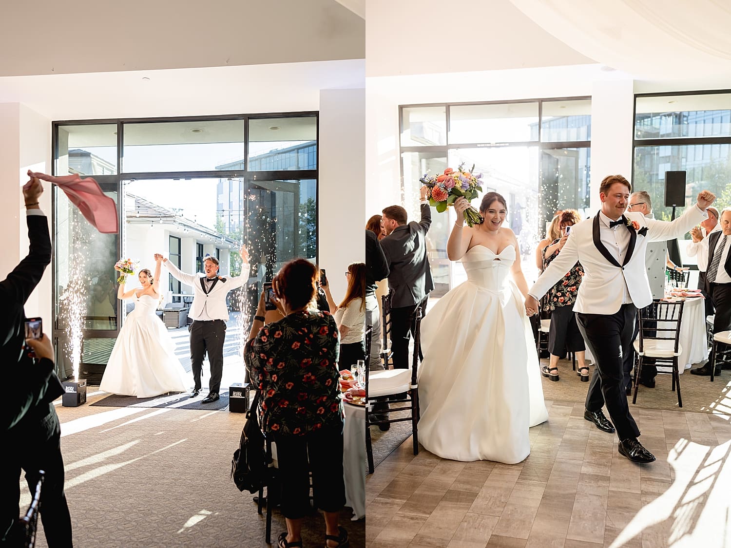 newlyweds enter their reception with sparklers by Desiree Ashley Photography