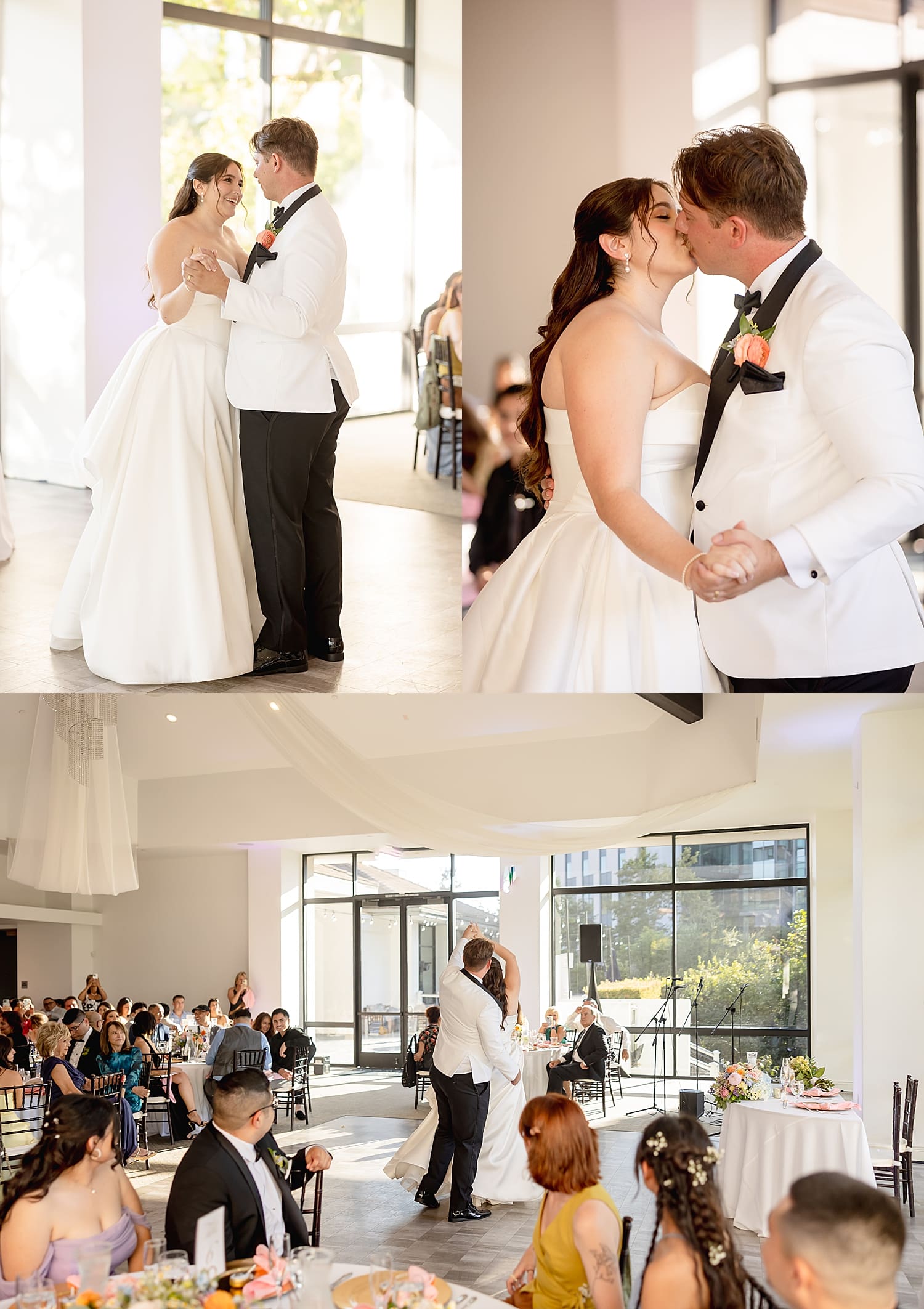 newlyweds share a first dance at reception at University Club by Wedgewood Weddings
