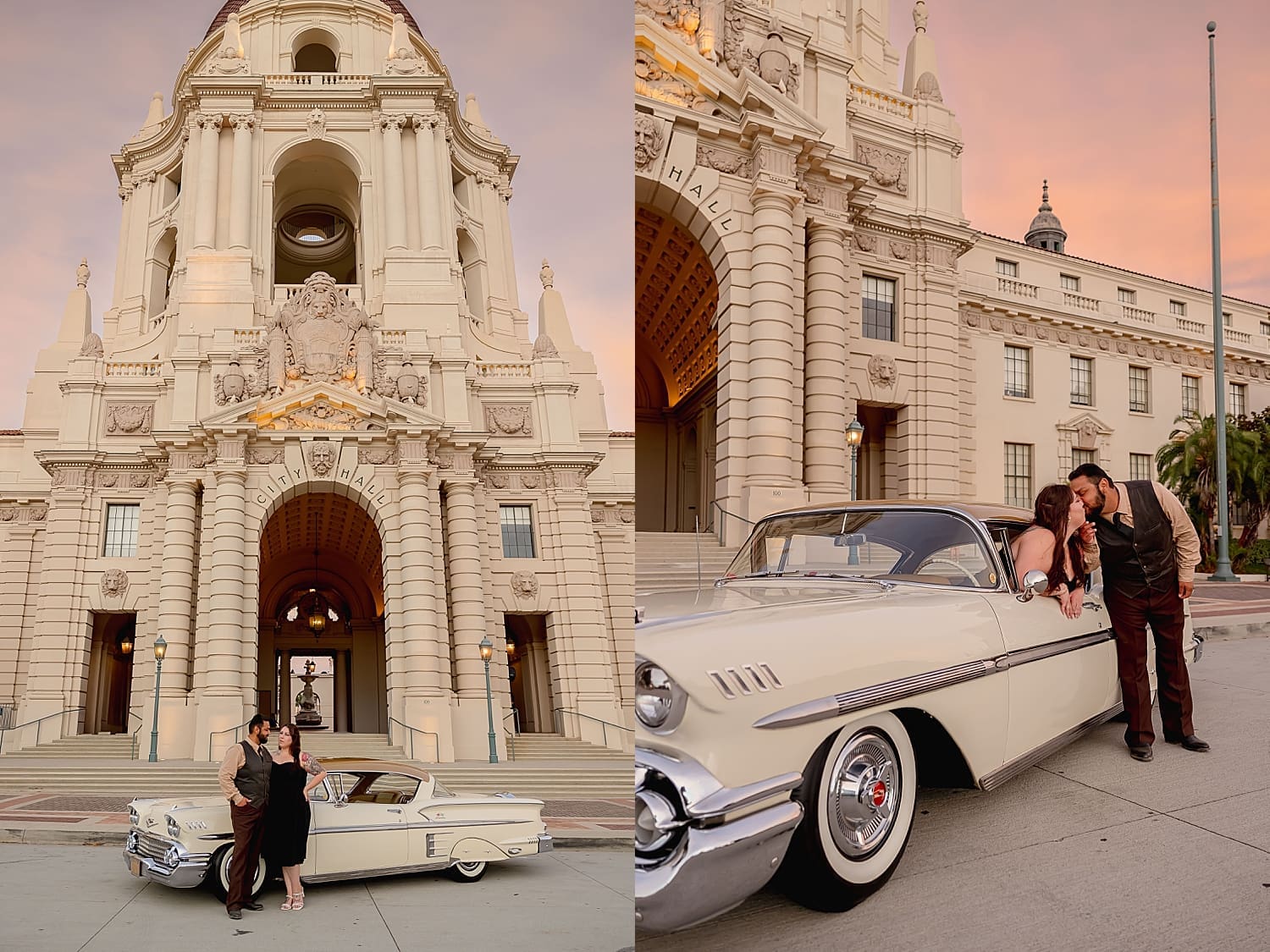 man and woman lean over the side of old car by Desiree Ashley Photography