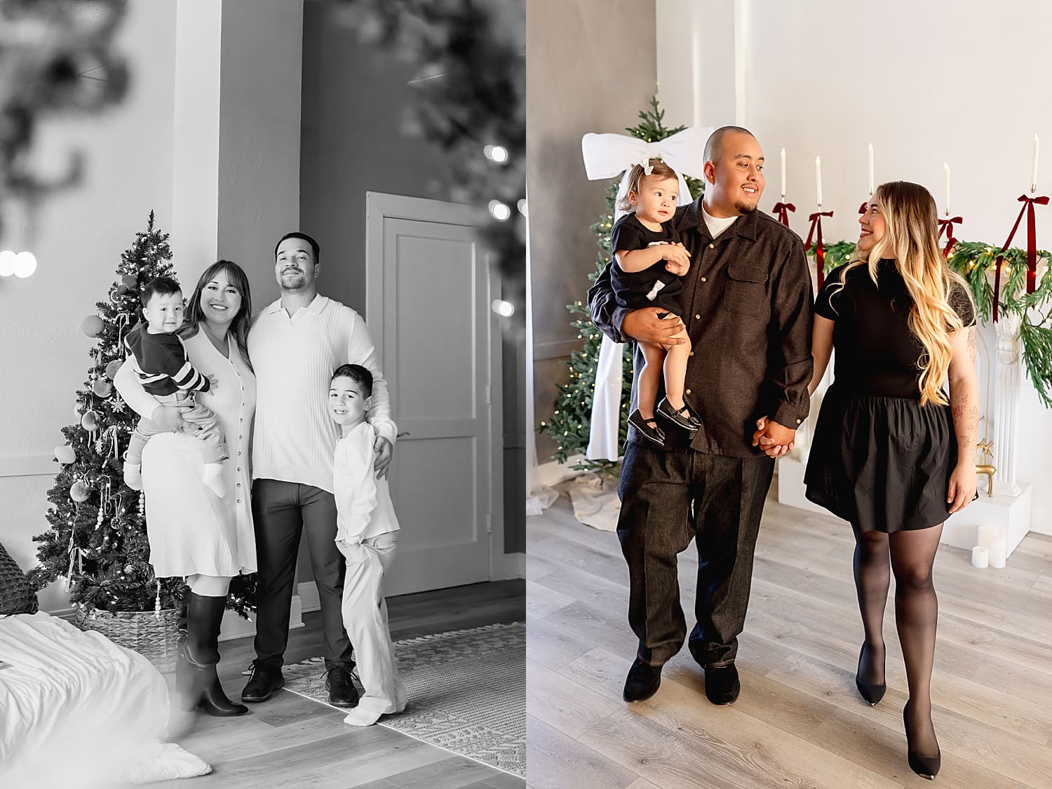 mom and dad walk with their kids in studio by Desiree Ashley Photography