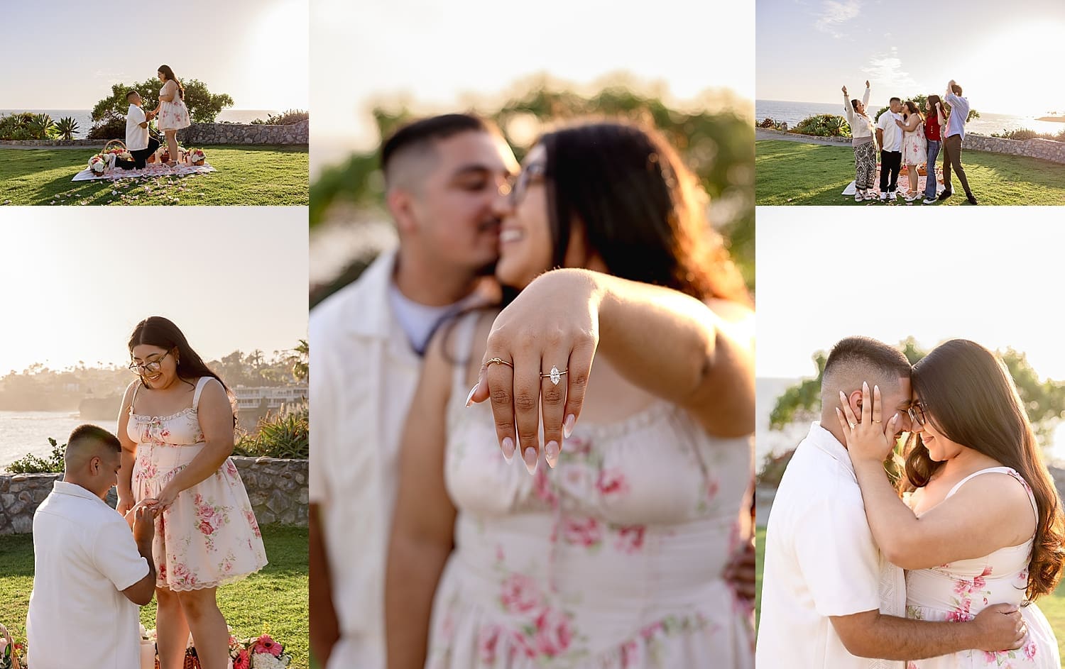 woman shows off her new diamond ring after luxury proposal